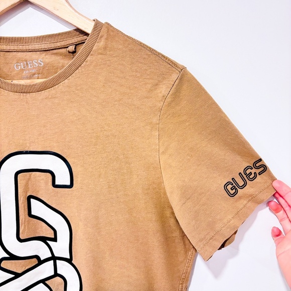 GUESS Brown ombré logo T-shirt | Jamey crew neck short sleeve | Small * - Picture 4 of 9